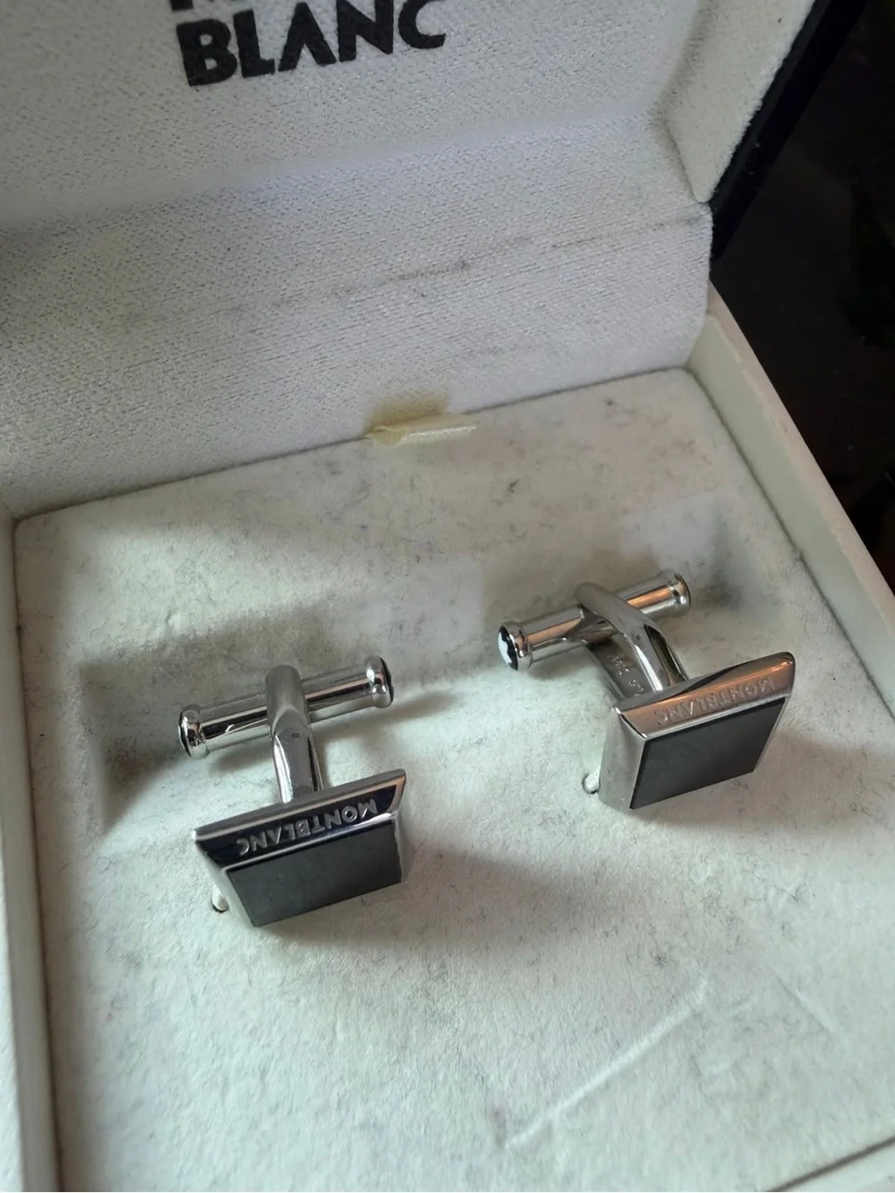 Montblanc Silver-Tone Cufflinks with Black Inlay